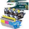 KINGJET LC422XL LC422 XL Cartucce compatibili con Brother LC422 LC422XL LC-422XLVAL Cartucce per stampante per Brother mfc-j5340dw, MFC-J5740DW MFC-J6940DW MFC-J5345DW MFC-J6540DW (confezione da 12)