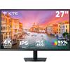 KTC Monitor 4K 27 Pollici | UHD@60Hz | 1,07 Miliardi di Colori, 133% sRGB, 100% DCI-P3, ΔE＜2 | Luminosità 400 cd/㎡, HDR400 | VESA 100x100 | Filtro Anti-Luce Blu | 2 x HDMI 2.0, 1 x DP 1.4 | H27P27