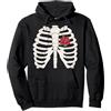 Halloween Skeleton Rose Rib Cage Costume Skeleton Rib Cage Red Rose Heart Vintage Halloween Goth Cute Felpa con Cappuccio