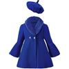 Generic Cappotto invernale per bambine con cappuccio finto staccabile, giacca calda in misto lana per bambine da 1 a 7 anni, abbigliamento esterno per l'uso quotidiano, attività all'aperto e (Blue, 6-7 Years)