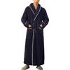 Celanisai Accappatoio da uomo lungo in pile, vestaglia senza cappuccio, in peluche, con cintura, comodo, morbido, pigiameria invernale, caldo, kimono coppie, vestaglia da casa, O blu navy, XL
