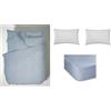 Bianca Cotton Soft PLAIN DYED DENIM PARURE COPRIPIUMINO 250X220+50X80(2)+ LENZUOLO SOTTO CON ANGOLI 180X200 + 2 FEDERE 50X80 H/W WHITE