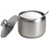 PISTISJACK Zuccheriera da 400 ml, in acciaio inox 304, con cucchiaio, zuccheriera con coperchio, per bancone, bar, ristorante, cucina (rotondo)