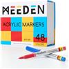 MEEDEN Marcatori acrilici: 48 colori acrilici con controllo automatico dell'inchiostro - 7,5 ml di grande capacità - Matite acriliche resistenti all'acqua & eccellente opacità per artisti, adulti
