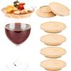 Srcasy 6 Pezzi Copri Bicchiere Di Vino In Iegno, Legno Topper per Bicchieri Da Vino, Topper per Calici Da Vino, per Bicchieri Da Vino, Coperchi, Feste e Cene Familiari