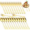 LOMUG Set 24 Pezzi Cucchiaini da Caffè e Forchettine da Dolce in Acciaio Inox, 12 Cucchiaini Dessert + 12 Forchette per Torta, Lavabili in Lavastoviglie, Cucchiaini per Caffè, Gelato, Dolci e Casa (dorato)