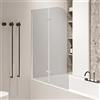 Eikuavons Pannello doccia pieghevole per vasca da bagno, 100 x 140 cm, 2 pezzi in vetro di sicurezza da 6 mm (ESG), accessorio per vasca da bagno, argento trasparente