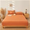 Surwin Lenzuolo con Angoli Matrimoniale, Lenzuolo sotto Elasticizzato profondità 25 cm, Antiscivolo Lenzuolo con Angoli Singolo, Lenzuola in Microfibra (Arancione Scuro,180x200 + 25cm)