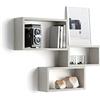 Mobili Fiver, Cubi da parete Rettangolari, Set da 3, Giuditta, Grigio Cemento, Nobilitato, Mensolo a Cubo da Parete Cucina e soggiorno, Made in Italy