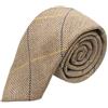 King & Priory Cravatta Color Marrone Chiaro a Quadretti con Disegno a Spina di Pesce