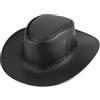 INOGIH Cappello Fedora da Cowboy Occidentale da Uomo in Pelle PU con Fascia per Cappello, Nero, 7.25
