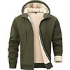 PrimeCrest Felpa Uomo con Zip Cappuccio Giacca Pile Invernale Termica Softshell Sherpa Calda Imbottita Felpe Sportiva Cotone Lavoro Felpata Pullover Hoodie Casual Sweatshirt con Tasche Verde M