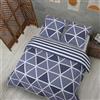 Vency Copripiumino Matrimoniale 200x200 3-Pezzi Blu - OEKO-TEX 80% Cotone & 20% Poliestere, 1x Copripiumino con Cerniera + 2x federa con chiusura a busta 65x65 cm, Modello Stripe