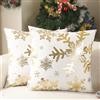 AwzyGous Federe per Cuscini Natalizi 40x40 cm, Bianco e Oro Fiocco di Neve Copricuscini Moderno Morbido in Velluto Invernale Decorative per Cuscini Natalizi per Divano, Camera da Letto, Soggiorno, Set da 2