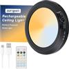aurogeek Lampada da soffitto alimentata a batteria con telecomando ricaricabile senza fili con sensore di movimento luce per interni con 3 colori dimmerabili continui montaggio magnetico LED luci da