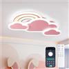 YZBEIMDAI Plafoniera Cameretta Bambini 55cm/30W Dimmerabile Nuvole Arcobaleno Lampada da Soffitto con Telecomando＆APP, Lampade a Soffitto Bambini Ragazzi Ragazze Cameretta, Rosa