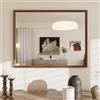 WEER Specchio da Parete Vintage, 70x90 cm Cornice Polimero Specchio da Bagno Marrone con Effetto Legno Impermeabile Specchi Decorativo Rettangolare per Camera Letto Soggiorno Orizzontale o Verticale