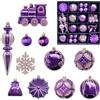 MORAINJAY 60 Pz Palline di Natale Viola, Addobbi Natalizi in Plastica Infrangibile, Ornamenti Appesi per Albero di Natale, Decorazioni Festive per Casa e Feste, 4-8 cm