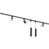 Qub Focus III, 3 faretti e 2 lampade a sospensione, colore nero, 300 cm, forma a I