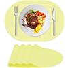 Siliconty Tovagliette in Silicone Ovali Set di 4, Tovagliette Resistenti al Calore, Sottopiatti Antiscivolo per Tavolo, Impermeabili e Facili da Pulire, 43cm x 30cm x 0.7mm LSR Traslucido(Giallo 4pcs)
