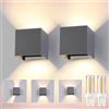 wisdom line Applique da Esterno Interno 2 Pezzi, LED 9W 3000K, Grigio Scuro | Lampada parete moderna con lampadine G9 incluse, luce 3000K bianco caldo. IP65 impermeabile per giardino terrazzo ingresso.