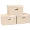 Yawinhe Set 3 Scatole Portaoggetti,45x30x30cm Cestini di Tessuto,Beige
