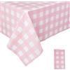 ZSYIULIA 1 tovaglia rettangolare in PVC a scacchi rosa, 137 x 274 cm, per feste, lavabile con un panno, resistente alle macchie, impermeabile, a prova di olio, per cene e feste