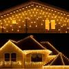 CORST LED Tenda Luminosa 3M Luci cascata Strisce LED di Luce Stringa Catene Luminos di luci a batteria per porta, patio, St patricks day, giardino, feste(Bianco caldo)