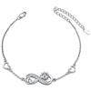 PEIMKO Bracciale regolabile da donna in argento Sterling 925, con simbolo dell'infinito, amore, cuore, sole e luna, Argento sterling, Zirconia cubica