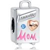 Erizteya Travel with Mom Luggage Charm per donne Bracciali Collane con 5A Cubic Zirconia 925 Sterling Silver Pendenti Perline Natale Anniversario Gioielli Regalo