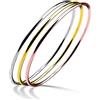 Dankadi Bracciale Finemente Lucidato in Argento 925 2MM di Larghezza, Set da 1/2/3 Impilabile 60 65 68MM di Diametro, Braccialetto da Polso Rotondo Liscio Pieno Semplice Classico DIY per Donna