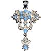 Anhänger 925 Silber 51015 - Ciondolo in argento 925 con zirconi/stile Liberty Design/colore pietra: bianco trasparente blu/moderno alla moda, Argento Sterling 925, zirconi, Zirconi cristallo strass