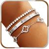 J.Fée 3 Pezzi Bracciale Donna Acciaio Bracciale Amicizia Donna Bracciali Rigido Argento, Quadrifoglio Bracciali Tennis con Zirconio, Braccialetti Donne Regalo Amica Regali Mamma Festa della Mamma