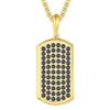GAVU Collana Uomo Oro, Collana Uomo Acciaio Inox con Ciondolo Piastrina Militare con Zirconi Neri 55cm