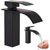 WIYETY Rubinetto da bagno nero: rubinetto a cascata bagno nero rubinetto lavabo acqua calda e fredda ampio beccuccio miscelatore miscelatore miscelatore lavabo caldo e freddo regolabile