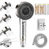REETEE Soffione Doccia ad Alta Pressione, Doccino per Doccia con Filtro, 5 Modalità Spray Soffione Doccia Anticalcare, Shower Head con 1.5 M Tubo (grigio argento)