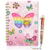 GINMLYDA Farfalla Diario Bambina con Penna, 21x14,5cm 80 Fogli a Righe Pop It Bambino Quaderni a Spirale con 6 Penna Multicolore Regalo Bambina 5 6 7 8 9 10 Anni