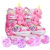 WESKIFAN Pattini a Rotelle Bambina Bambola Unicorno Regolabili Pattini a 4 Ruote con Tutte Ruote LED per Bambina Ragazza Principianti Regalo di Compleanno Natale