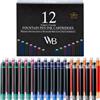 Wordsworth & Black 12 Pack Fountain Pen Ink Refills - Set of 12 Assorted Colors Ink Cartridges - International Standard Size - Length APPR 1.5 - Base Diameter APPR 0.24 - Disposable and Generic