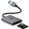 Acer Lettore di schede SD USB 3.0 con cavo 170MB/s, Alluminio UHS-I | SD Card Reader, adattatore USB-A micro SD ad alta velocità, compatibile con SDXC, micro SDHC, TF, RS-MMC, computer
