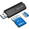 SmartQ C307 Lettore di schede portatile USB 3.0 per SD, SDHC, SDXC, MicroSD, MicroSDHC, MicroSDXC, con design all-in-one avanzato