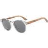 Oren Innovations Occhiali da Sole Unisex Polarizzati UV400 - Montatura Grigio Cristallo in PET Riciclato, Aste in Legno di Zebrawood - Design Italiano, Stile Premium e Sostenibile