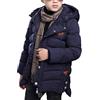 AnyuA Ragazzi Invernale Cerniera Pulsante Parka Tinta Unita Giacca Caldo Giubbotto Cappotti con Cappuccio Blu Navy 160