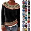 Generic Maglione norvegese da donna, invernale, oversize, a maglia, con girocollo, a maniche lunghe, invernale, con motivo norvegese, maglione a maglia grossa, Colore: rosso, M