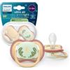 Philips Avent Succhietti Ultra Air Day&Night 0-6m Pastello Giallo e Verde con Luna, a base vegetale - Set da 2 ciucci - Philips Avent
