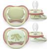 Philips Avent Succhietti Ultra Air Day&Night 6-18m Pastello Verde e Foglia, a base vegetale - Set da 2 ciucci - Philips Avent