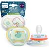 Philips Avent Succhietti Ultra Air Night 0-6m Bradipo e Tigre, a base vegetale - Set da 2 ciucci - Philips Avent