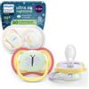 Philips Avent Succhietti Ultra Air Night 0-6m Farfalla e Bruco, a base vegetale - Set da 2 ciucci - Philips Avent
