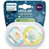 Philips Avent Succhietti Ultra Air Night 18m+ Leopardo e Scimmia, a base vegetale - Set da 2 ciucci - Philips Avent