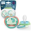 Philips Avent Succhietti Ultra Air Night 6-18m Camaleonte e Scimmia, a base vegetale - Set da 2 ciucci - Philips Avent